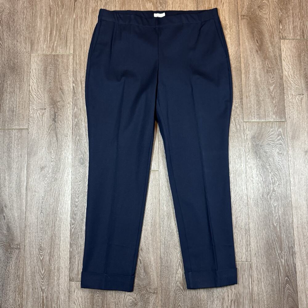 J Jill Premium Bi-Stretch Navy Blue Tapered Cuffed Ankle Pants Size 14 Capsule